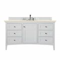 James Martin Vanities Palisades 60in Single Vanity, Bright White w/ 3 CM Eternal Marfil Quartz Top 527-V60S-BW-3EMR